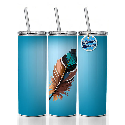 Feather Pretty Skinny Tumbler 20oz with Straw Insulated Water Bottle Gift