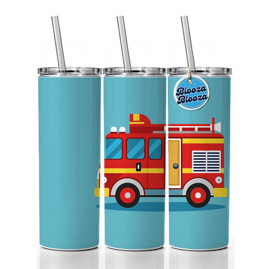 Fire Engine Red Skinny Tumbler 20oz with Straw Insulated Water Bottle Gift