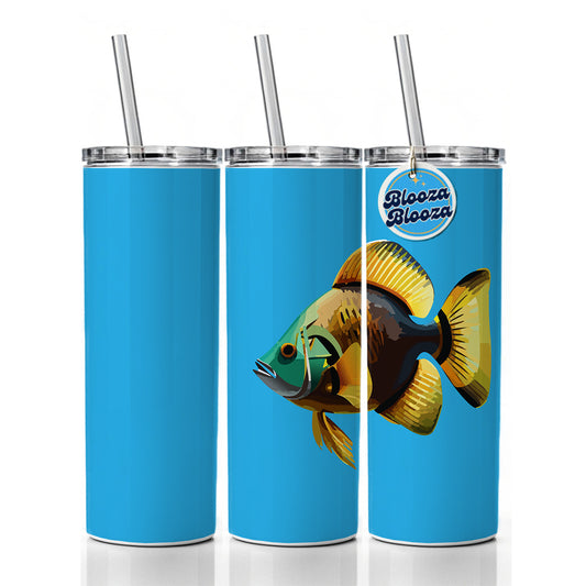 Fish Tropical Skinny Tumbler 20oz with Straw Insulated Water Bottle Gift