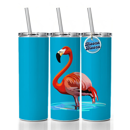 Flamingo Standing in Water Skinny Tumbler 20oz with Straw Insulated Water Bottle Gift