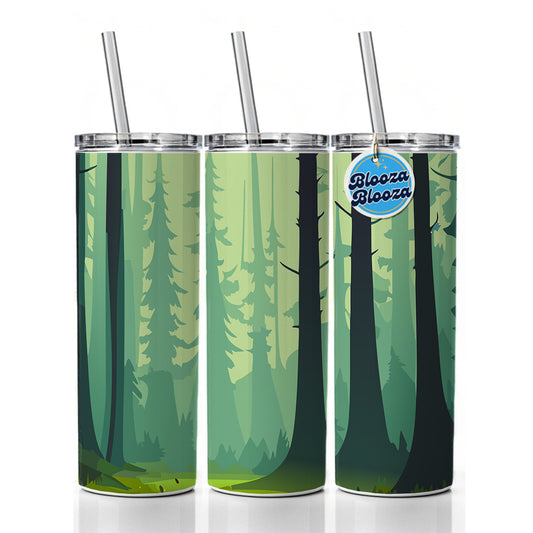 Forest Trees Wilderness Enchanted Skinny Tumbler 20oz with Straw Insulated Water Bottle Gift