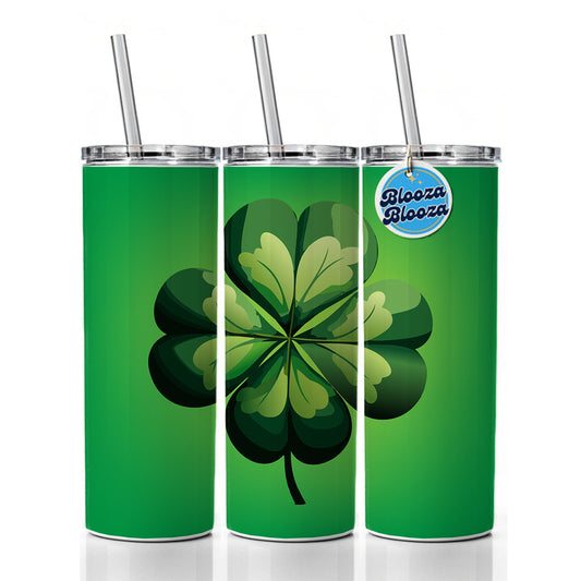 Four Leaf Clover 4 Lucky St Patrick's Day Skinny Tumbler 20oz with Straw Insulated Water Bottle Gift