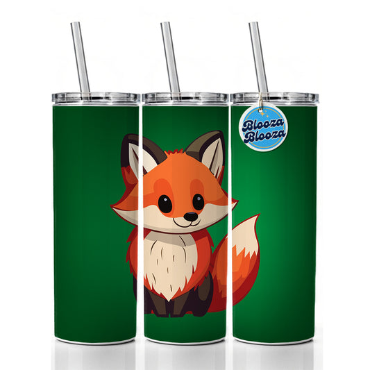 Fox Standing Skinny Tumbler 20oz with Straw Insulated Water Bottle Gift
