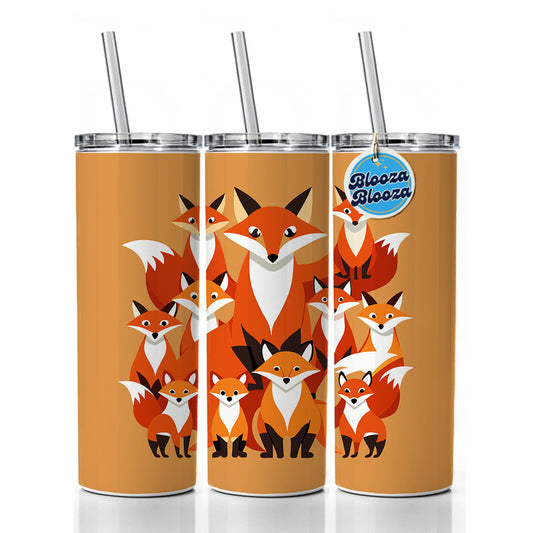 Foxes Oodles Skinny Tumbler 20oz with Straw Insulated Water Bottle Gift