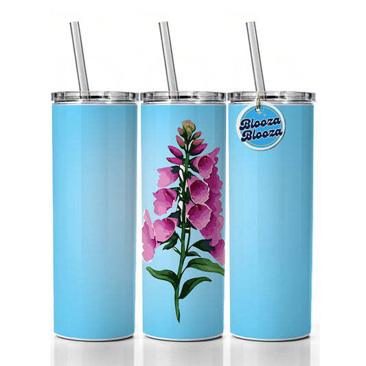 Foxglove Flowers Watercolor Skinny Tumbler 20oz with Straw Insulated Water Bottle Gift