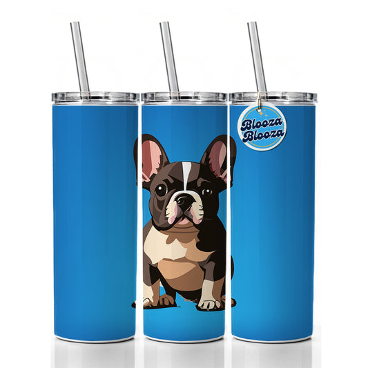 French Bulldog Dog Sitting Skinny Tumbler 20oz with Straw Insulated Water Bottle Gift