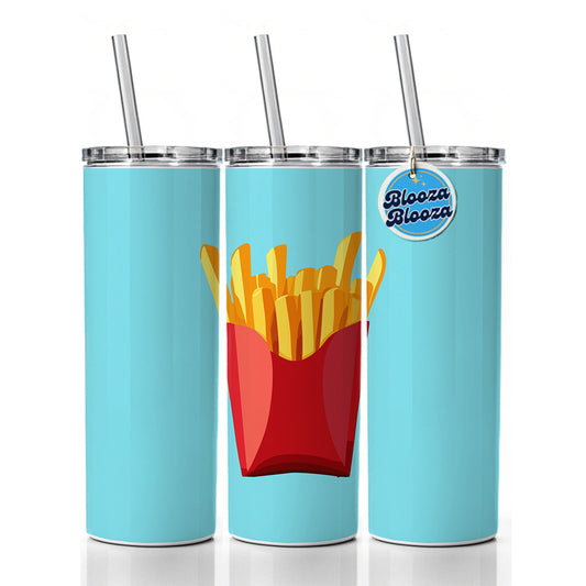 French Fries Red Container Skinny Tumbler 20oz with Straw Insulated Water Bottle Gift