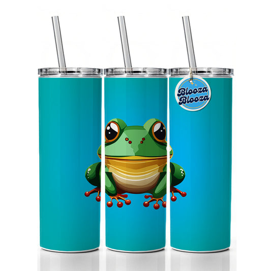 Frog Cute Skinny Tumbler 20oz with Straw Insulated Water Bottle Gift