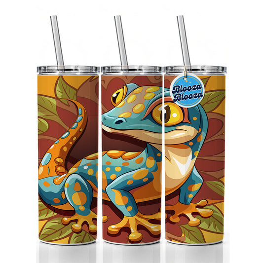 Gecko Lizard Cute Skinny Tumbler 20oz with Straw Insulated Water Bottle Gift