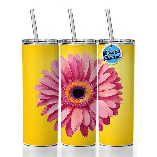 Gerbera Daisy Flower Pink Skinny Tumbler 20oz with Straw Insulated Water Bottle Gift
