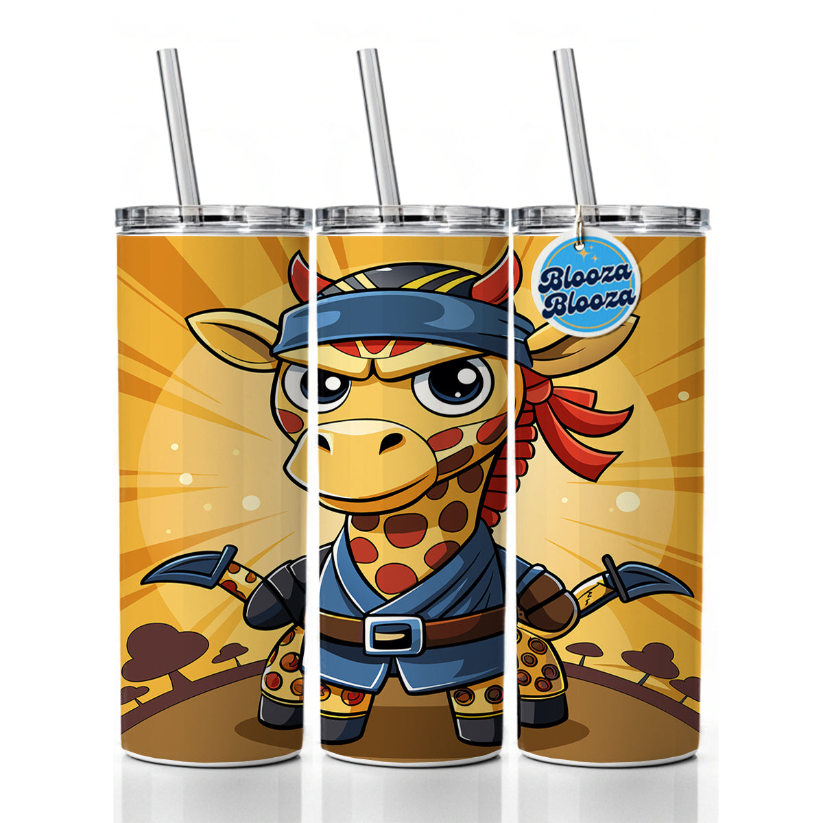 Giraffe Ninja Funny Skinny Tumbler 20oz with Straw Insulated Water Bottle Gift