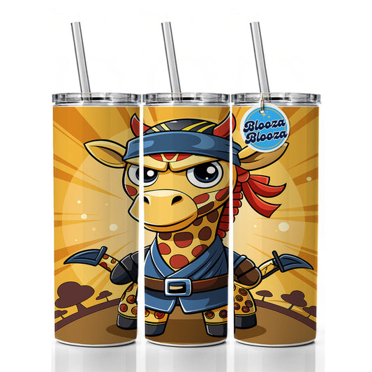Giraffe Ninja Funny Skinny Tumbler 20oz with Straw Insulated Water Bottle Gift