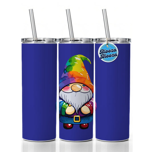 Gnome Standing Rainbow Skinny Tumbler 20oz with Straw Insulated Water Bottle Gift