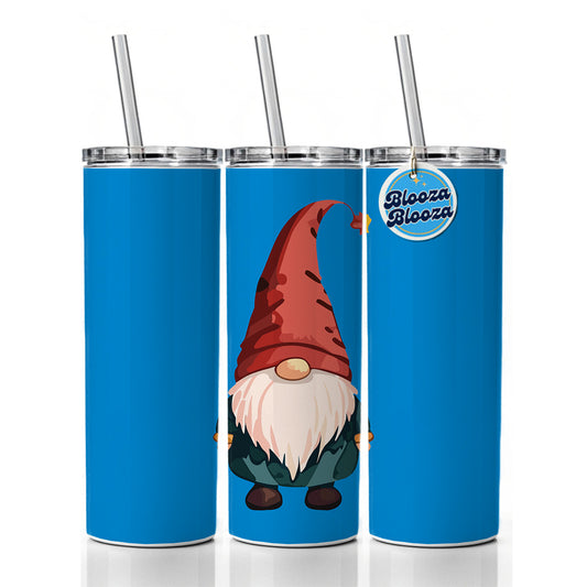 Gnome Standing Red Hat Skinny Tumbler 20oz with Straw Insulated Water Bottle Gift