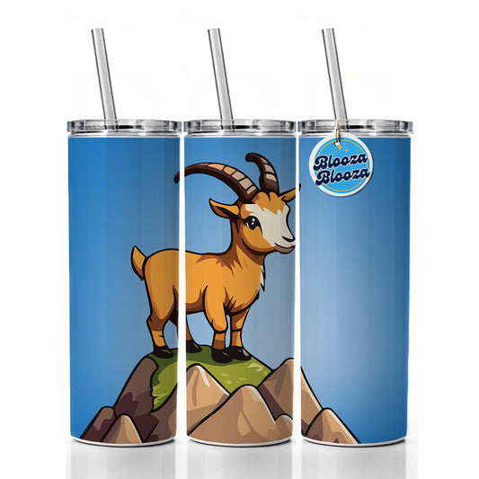Goat Mountain Cute Skinny Tumbler 20oz with Straw Insulated Water Bottle Gift