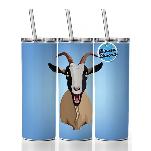 Goat Screaming Funny Skinny Tumbler 20oz with Straw Insulated Water Bottle Gift