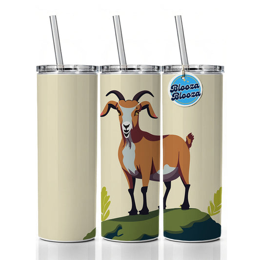 Goat Standing Skinny Tumbler 20oz with Straw Insulated Water Bottle Gift