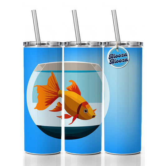 Goldfish in Bowl Pet Skinny Tumbler 20oz with Straw Insulated Water Bottle Gift