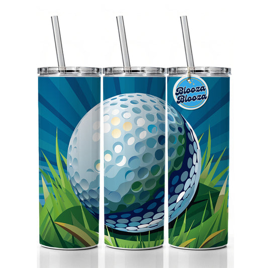 Golf Ball on Grass Sport Skinny Tumbler 20oz with Straw Insulated Water Bottle Gift