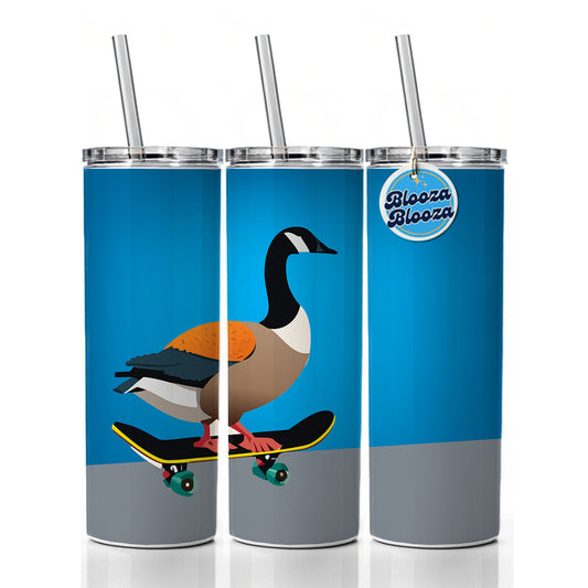 Goose Riding Skateboard Skateboarding Funny Skinny Tumbler 20oz with Straw Insulated Water Bottle Gift