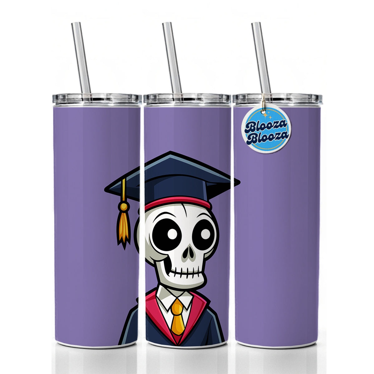 Graduate Skeleton Cute Graduation Skinny Tumbler 20oz with Straw Insulated Water Bottle Gift