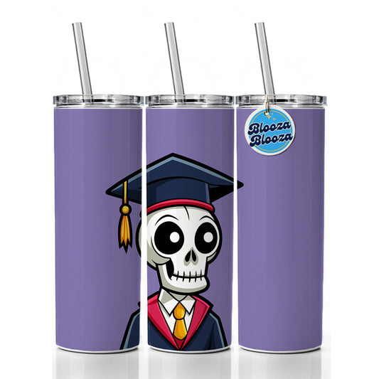 Graduate Skeleton Cute Graduation Skinny Tumbler 20oz with Straw Insulated Water Bottle Gift