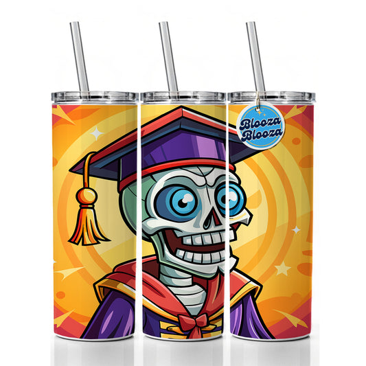 Graduate Skeleton Funny Graduation Skinny Tumbler 20oz with Straw Insulated Water Bottle Gift