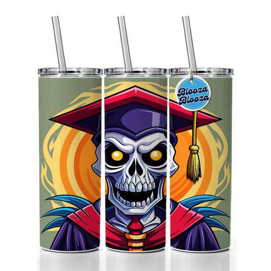 Graduate Skeleton Graduation Scary Skinny Tumbler 20oz with Straw Insulated Water Bottle Gift