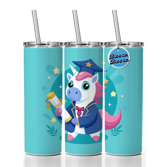 Graduate Unicorn Graduation Skinny Tumbler 20oz with Straw Insulated Water Bottle Gift