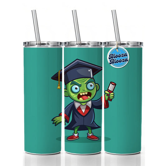 Graduate Zombie Graduation Cartoon Skinny Tumbler 20oz with Straw Insulated Water Bottle Gift