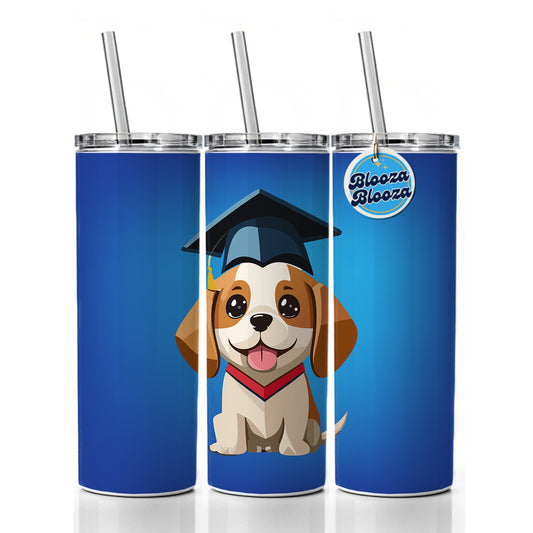 Graduation Dog Graduate Cute Skinny Tumbler 20oz with Straw Insulated Water Bottle Gift