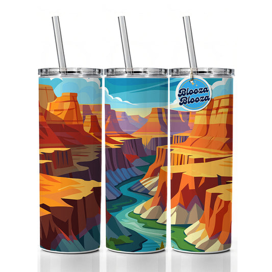 Grand Canyon Travel Skinny Tumbler 20oz with Straw Insulated Water Bottle Gift