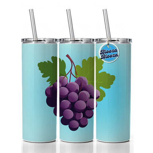 Grapes Purple Fruit Wine Skinny Tumbler 20oz with Straw Insulated Water Bottle Gift