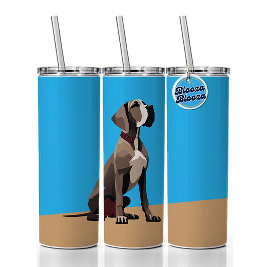Great Dane Dog Sitting Skinny Tumbler 20oz with Straw Insulated Water Bottle Gift