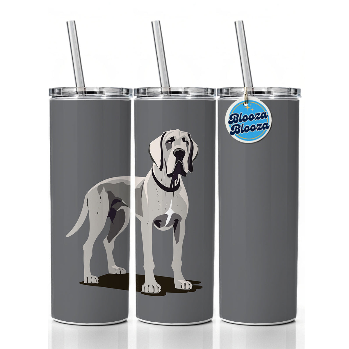 Great Dane Dog Standing Skinny Tumbler 20oz with Straw Insulated Water Bottle Gift