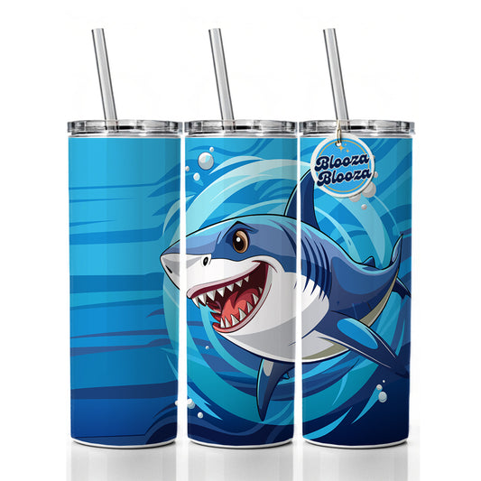 Great White Shark in Ocean Skinny Tumbler 20oz with Straw Insulated Water Bottle Gift