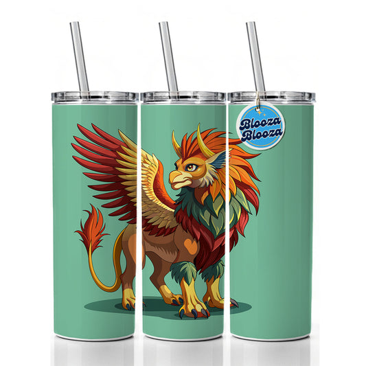 Griffin Greek Mythology Skinny Tumbler 20oz with Straw Insulated Water Bottle Gift