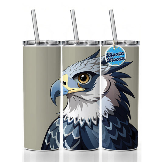 Harpy Eagle Profile Skinny Tumbler 20oz with Straw Insulated Water Bottle Gift