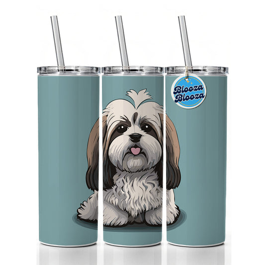 Havanese Dog Sitting Skinny Tumbler 20oz with Straw Insulated Water Bottle Gift