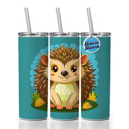 Hedgehog Smiling Cute Skinny Tumbler 20oz with Straw Insulated Water Bottle Gift