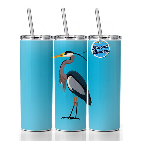 Heron Egret Bird Skinny Tumbler 20oz with Straw Insulated Water Bottle Gift