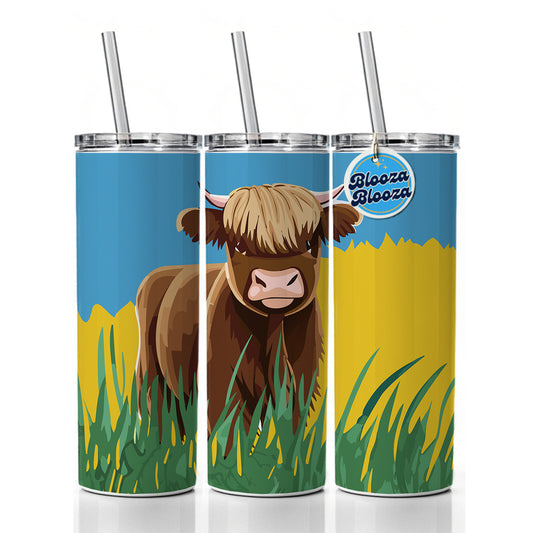 Highland Cow Scruffy Skinny Tumbler 20oz with Straw Insulated Water Bottle Gift