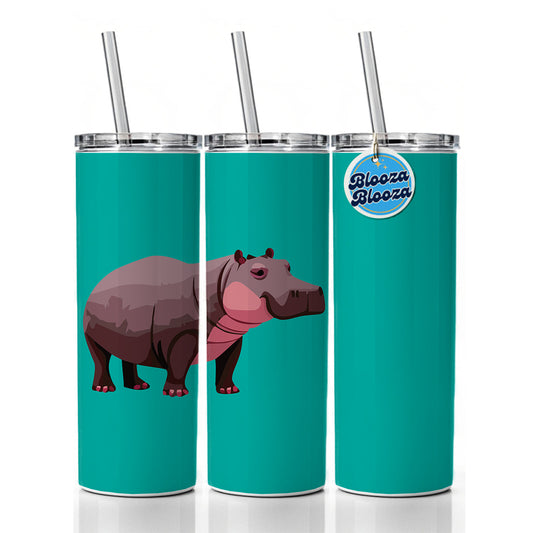 Hippopotamus Standing Skinny Tumbler 20oz with Straw Insulated Water Bottle Gift