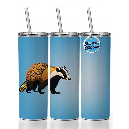 Honey Badger Walking Skinny Tumbler 20oz with Straw Insulated Water Bottle Gift