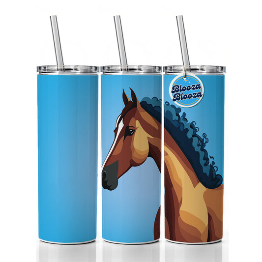 Horse Head Portrait Skinny Tumbler 20oz with Straw Insulated Water Bottle Gift