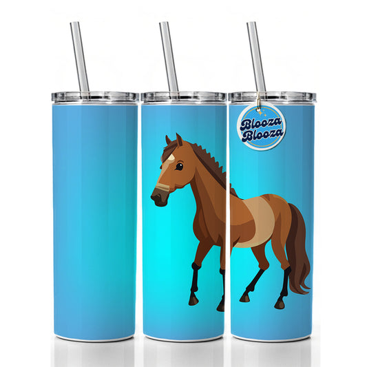 Horse Standing Skinny Tumbler 20oz with Straw Insulated Water Bottle Gift