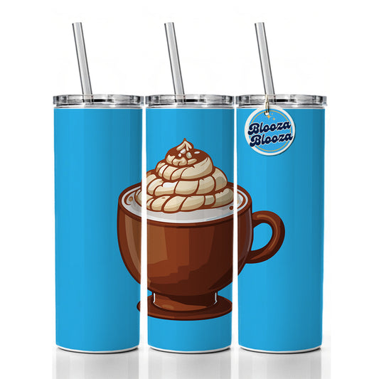 Hot Chocolate Cocoa Skinny Tumbler 20oz with Straw Insulated Water Bottle Gift