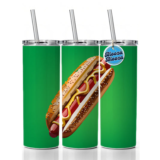 Hotdog Hot Dog Bun Mustard Skinny Tumbler 20oz with Straw Insulated Water Bottle Gift