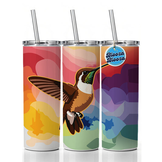 Hummingbird Brown Skinny Tumbler 20oz with Straw Insulated Water Bottle Gift