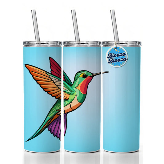 Hummingbird Colorful Skinny Tumbler 20oz with Straw Insulated Water Bottle Gift